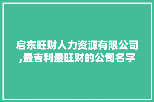 启东旺财人力资源有限公司,最吉利最旺财的公司名字大全两个字。