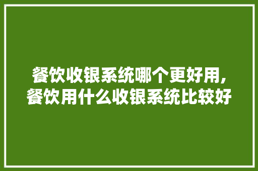 餐饮收银系统哪个更好用,餐饮用什么收银系统比较好一点呢。 综合便民