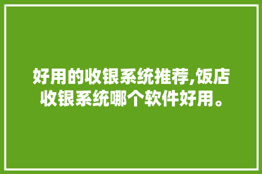 好用的收银系统推荐,饭店收银系统哪个软件好用。 身体保健