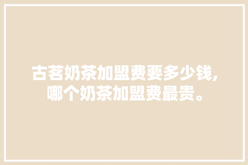 古茗奶茶加盟费要多少钱,哪个奶茶加盟费最贵。