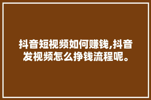 抖音短视频如何赚钱,抖音发视频怎么挣钱流程呢。