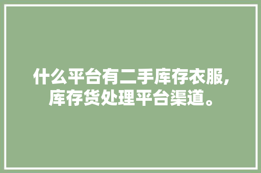 什么平台有二手库存衣服,库存货处理平台渠道。
