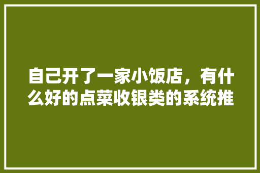 自己开了一家小饭店，有什么好的点菜收银类的系统推荐吗,餐饮点菜收银系统哪个好用。 饮食技巧