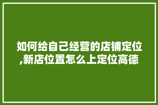 如何给自己经营的店铺定位,新店位置怎么上定位高德地图。