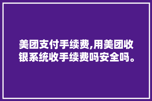 美团支付手续费,用美团收银系统收手续费吗安全吗。