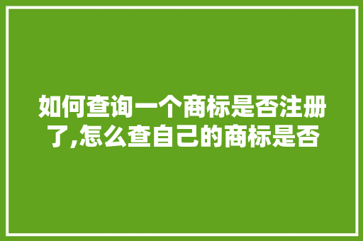 如何查询一个商标是否注册了,怎么查自己的商标是否注册成功。