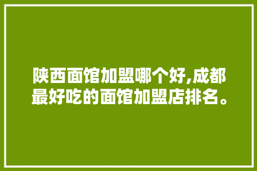 陕西面馆加盟哪个好,成都最好吃的面馆加盟店排名。