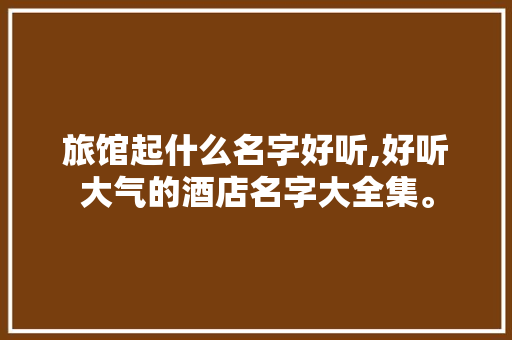 旅馆起什么名字好听,好听大气的酒店名字大全集。