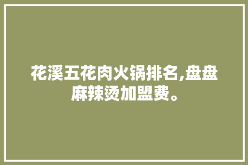 花溪五花肉火锅排名,盘盘麻辣烫加盟费。