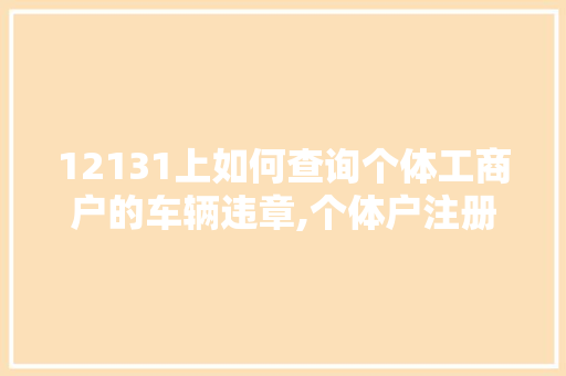 12131上如何查询个体工商户的车辆违章,个体户注册名字查询个体户名。