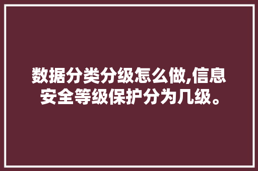 数据分类分级怎么做,信息安全等级保护分为几级。 饮食技巧