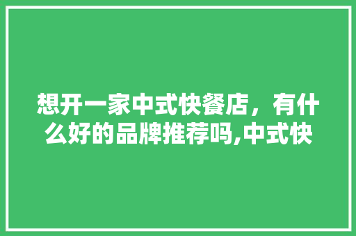 想开一家中式快餐店，有什么好的品牌推荐吗,中式快餐品牌加盟排行榜。 综合便民