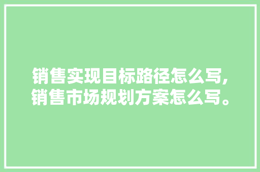 销售实现目标路径怎么写,销售市场规划方案怎么写。