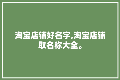 淘宝店铺好名字,淘宝店铺取名称大全。