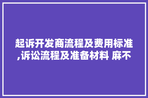 起诉开发商流程及费用标准,诉讼流程及准备材料 麻不麻烦。
