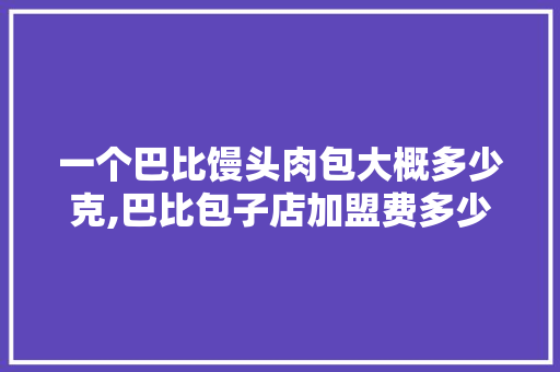 一个巴比馒头肉包大概多少克,巴比包子店加盟费多少钱多久回本。 饮食技巧