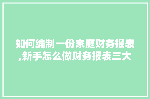 如何编制一份家庭财务报表,新手怎么做财务报表三大报表。 综合便民