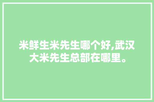 米鲜生米先生哪个好,武汉大米先生总部在哪里。