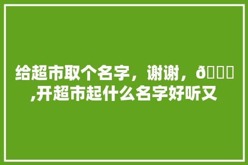 给超市取个名字，谢谢，😄,开超市起什么名字好听又好记女生两个字。
