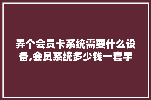 弄个会员卡系统需要什么设备,会员系统多少钱一套手机。