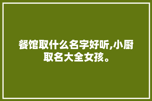 餐馆取什么名字好听,小厨取名大全女孩。 饮食技巧