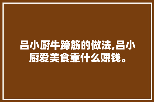 吕小厨牛蹄筋的做法,吕小厨爱美食靠什么赚钱。