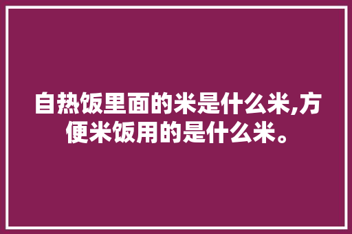 自热饭里面的米是什么米,方便米饭用的是什么米。