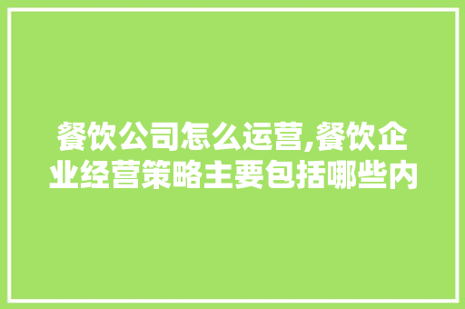 餐饮公司怎么运营,餐饮企业经营策略主要包括哪些内容。