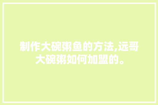 制作大碗粥鱼的方法,远哥大碗粥如何加盟的。 综合便民
