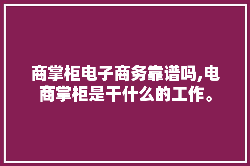 商掌柜电子商务靠谱吗,电商掌柜是干什么的工作。
