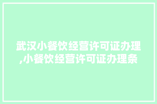 武汉小餐饮经营许可证办理,小餐饮经营许可证办理条件及流程。