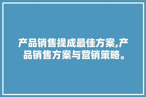 产品销售提成最佳方案,产品销售方案与营销策略。