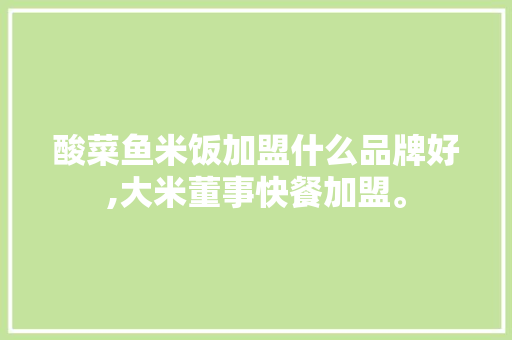 酸菜鱼米饭加盟什么品牌好,大米董事快餐加盟。