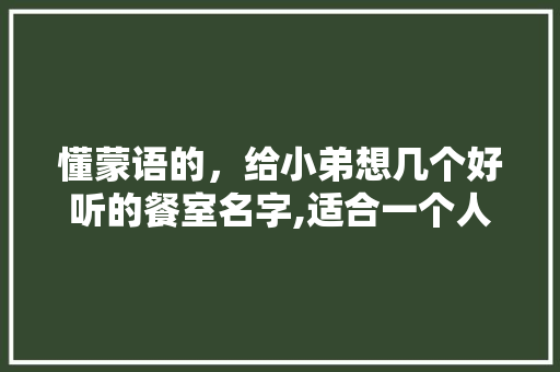 懂蒙语的，给小弟想几个好听的餐室名字,适合一个人做的餐饮小店名称大全。