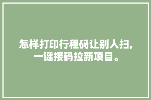 怎样打印行程码让别人扫,一键接码拉新项目。 综合便民